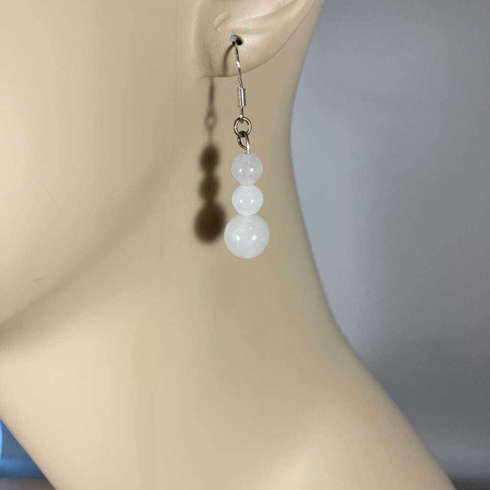 Handcrafted White Jade Earrings (1" Long)